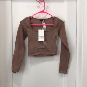 Zara pink ribbed ballet crop